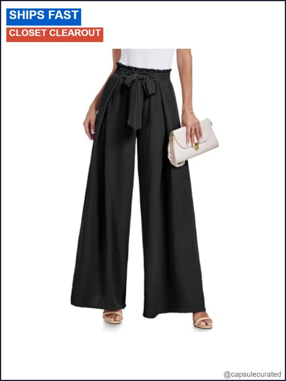 Wide Leg Palazzo Pants High Waisted Tie Knot Trousers with Pockets